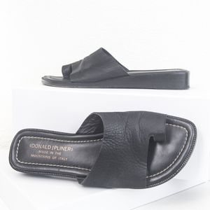 Vintage Black Italian Leather Minimalist Sandals